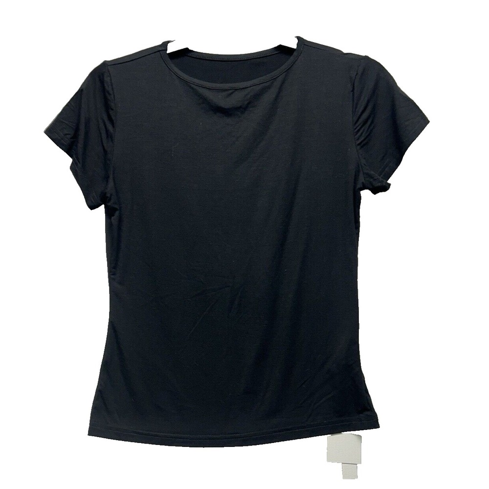 Loman Womens Black Medium Short Sleeve Cotton Blend Shirt (C8)